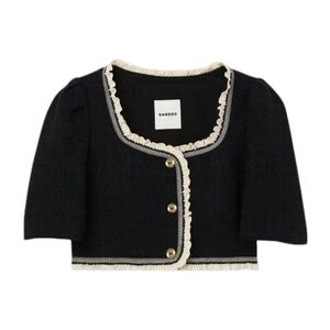 Sandro Tweed Cropped Top